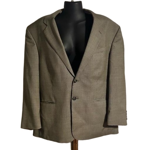 1930s 44S Stafford tan brown checkered wool single breasted sports coat blazer - Picture 1 of 12